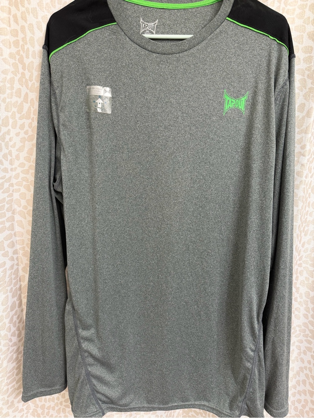 Tapout Gray Long Sleeve Athletic Tee with Neon Green Accents
